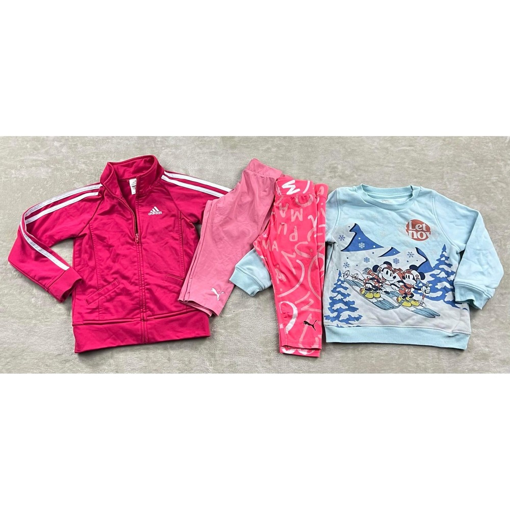 Adidas Puma Disney Toddler Girls Activewear Set 4T 3T Jacket Leggings Sweatshirt